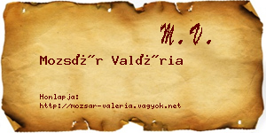 Mozsár Valéria névjegykártya